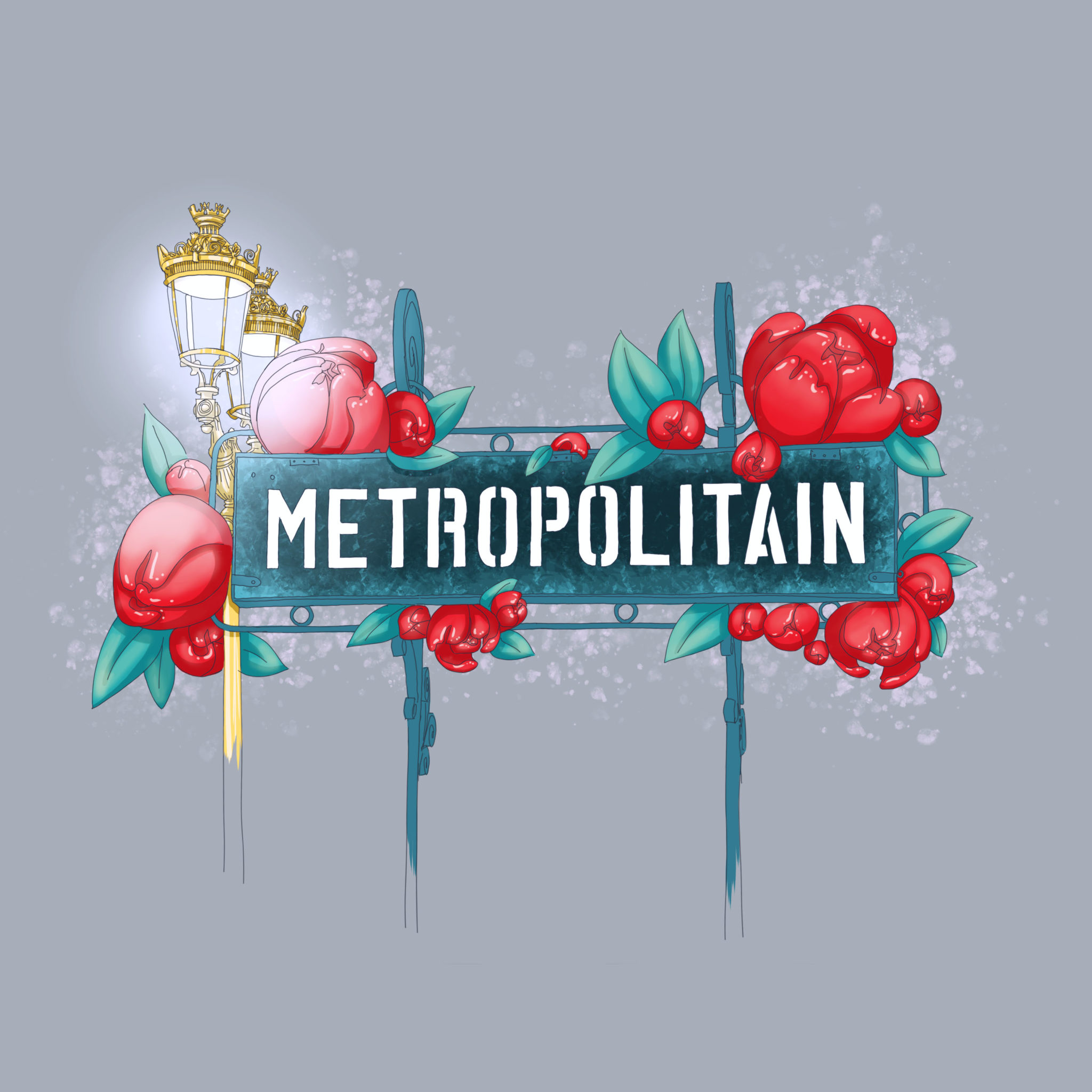 Illustration digitale métro parisien fleurs